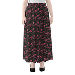 Pink Tyrannosaurus Fossil Pattern Print Chiffon Maxi Skirt