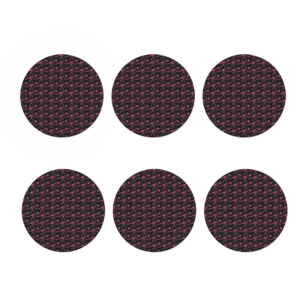 Pink Tyrannosaurus Fossil Pattern Print Coaster Set