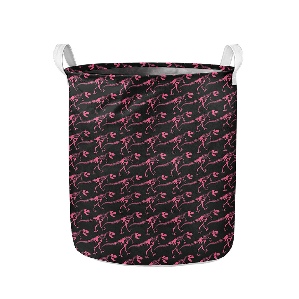 Pink Tyrannosaurus Fossil Pattern Print Collapsible Laundry Basket