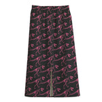 Pink Tyrannosaurus Fossil Pattern Print Cotton Front Slit Maxi Skirt