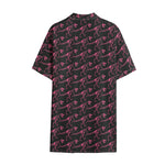 Pink Tyrannosaurus Fossil Pattern Print Cotton Hawaiian Shirt
