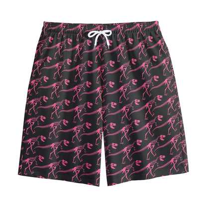 Pink Tyrannosaurus Fossil Pattern Print Cotton Shorts