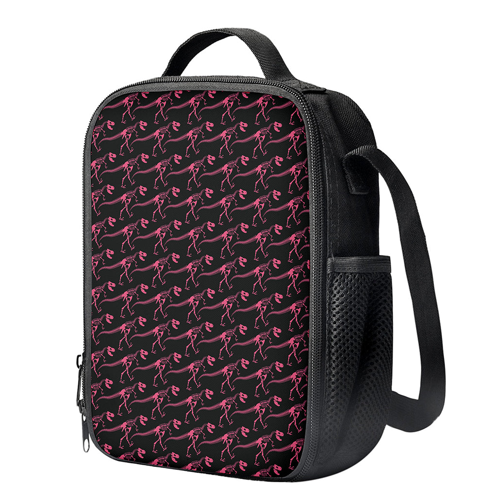 Pink Tyrannosaurus Fossil Pattern Print Crossbody Lunch Bag