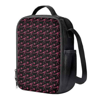 Pink Tyrannosaurus Fossil Pattern Print Crossbody Lunch Bag