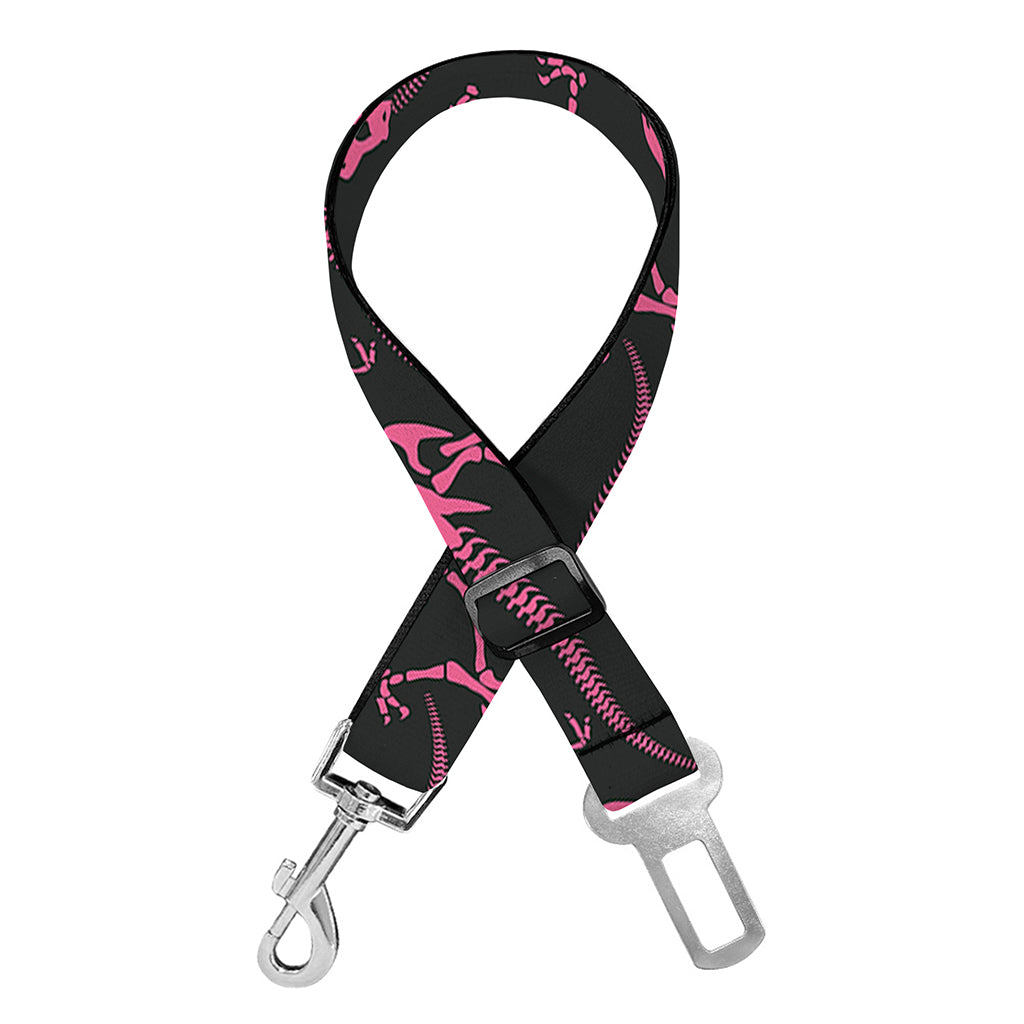 Pink Tyrannosaurus Fossil Pattern Print Dog Seat Belt