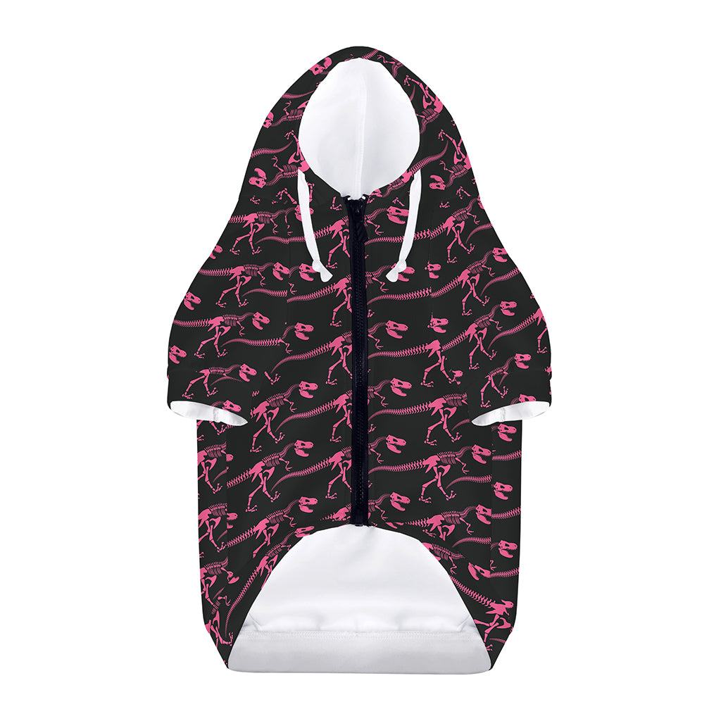 Pink Tyrannosaurus Fossil Pattern Print Dog Zip Up Hoodie