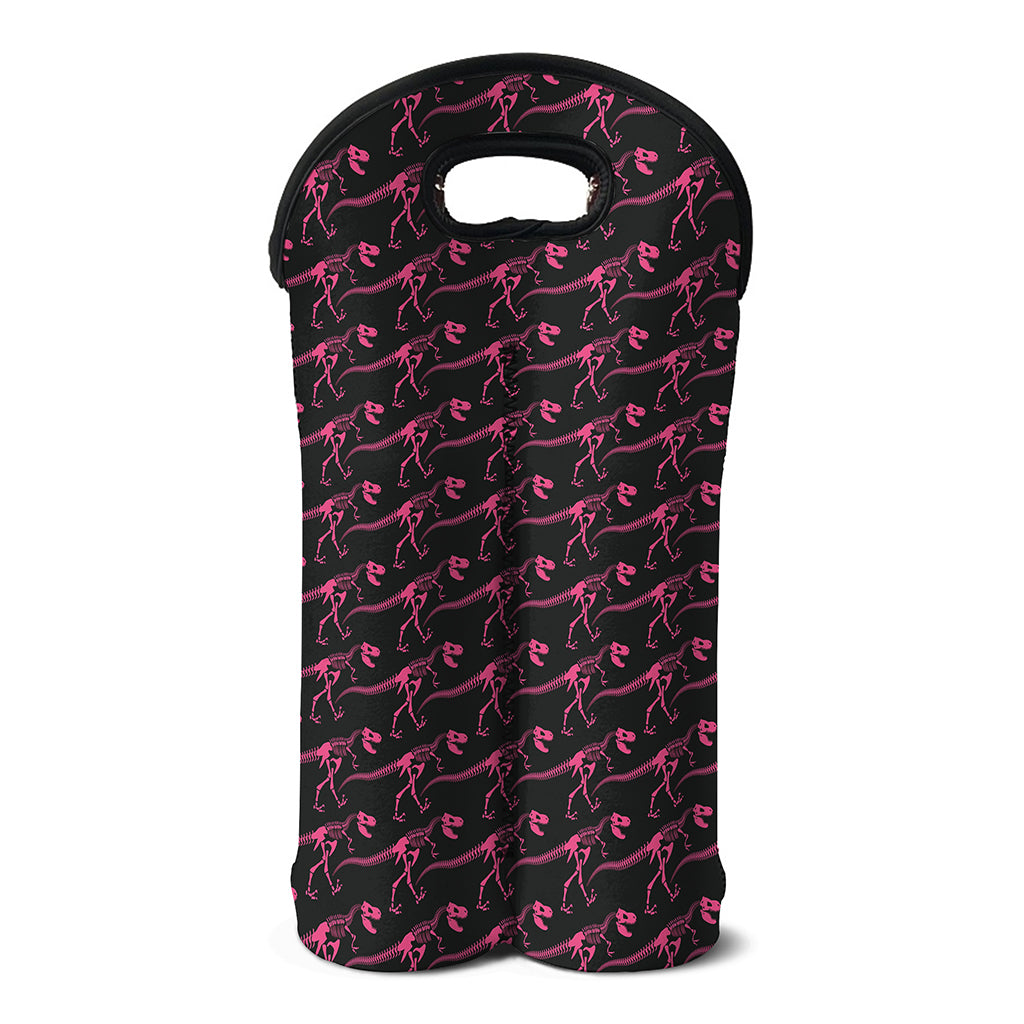 Pink Tyrannosaurus Fossil Pattern Print Double Neoprene Wine Tote