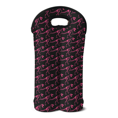 Pink Tyrannosaurus Fossil Pattern Print Double Neoprene Wine Tote