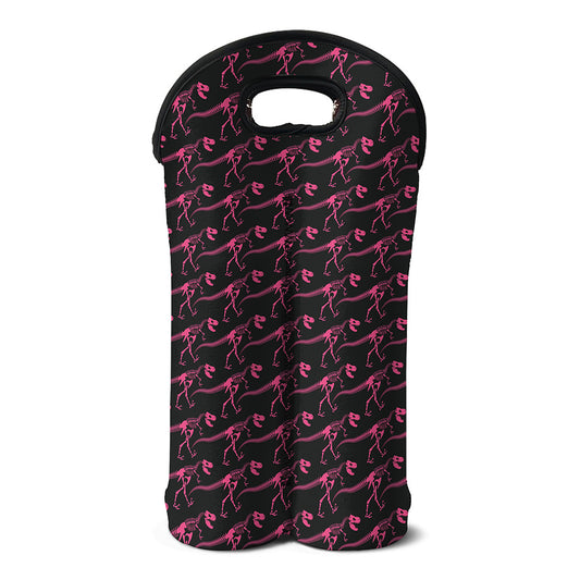 Pink Tyrannosaurus Fossil Pattern Print Double Neoprene Wine Tote