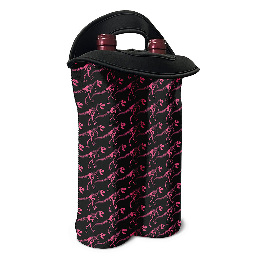 Pink Tyrannosaurus Fossil Pattern Print Double Neoprene Wine Tote