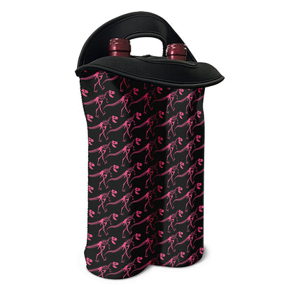 Pink Tyrannosaurus Fossil Pattern Print Double Neoprene Wine Tote