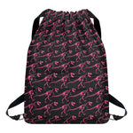 Pink Tyrannosaurus Fossil Pattern Print Drawstring Backpack