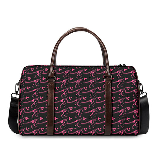 Pink Tyrannosaurus Fossil Pattern Print Duffle Bag