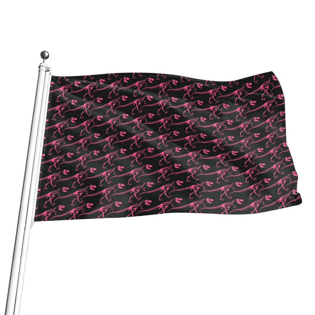 Pink Tyrannosaurus Fossil Pattern Print Flag