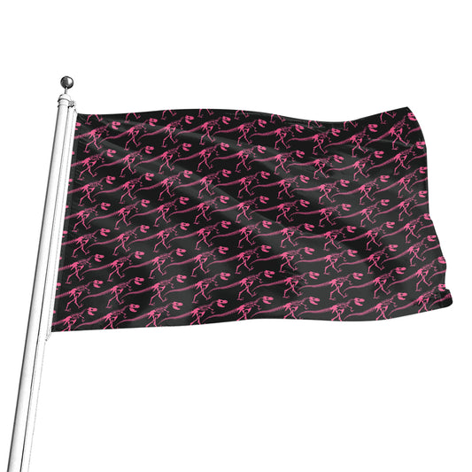 Pink Tyrannosaurus Fossil Pattern Print Flag