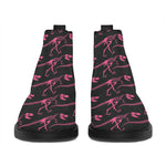 Pink Tyrannosaurus Fossil Pattern Print Flat Ankle Boots