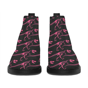 Pink Tyrannosaurus Fossil Pattern Print Flat Ankle Boots