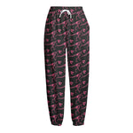 Pink Tyrannosaurus Fossil Pattern Print Fleece Lined Knit Pants