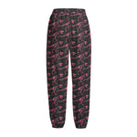 Pink Tyrannosaurus Fossil Pattern Print Fleece Lined Knit Pants