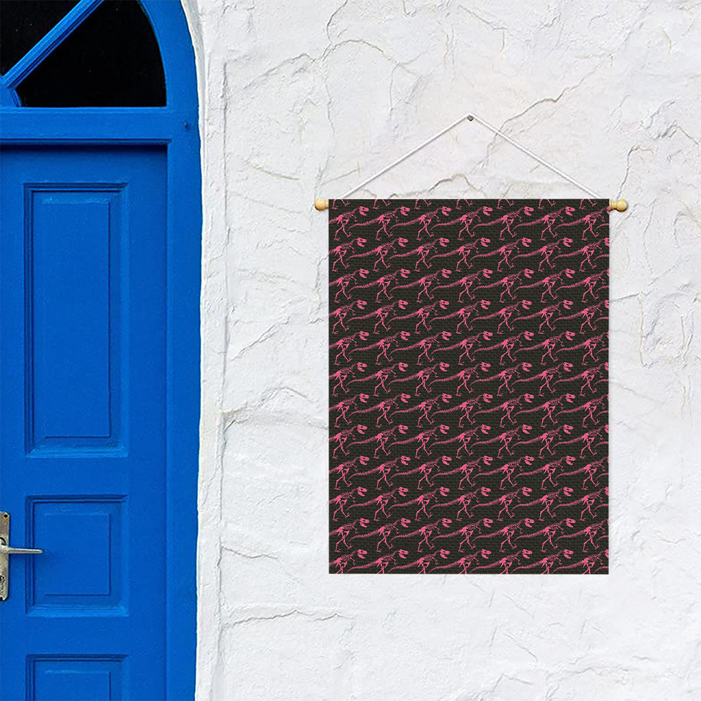 Pink Tyrannosaurus Fossil Pattern Print Garden Flag