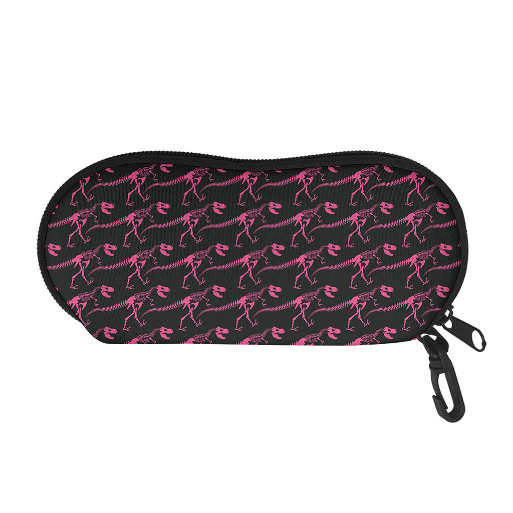 Pink Tyrannosaurus Fossil Pattern Print Glasses Case
