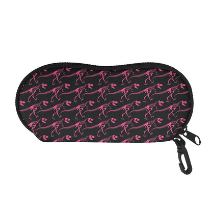 Pink Tyrannosaurus Fossil Pattern Print Glasses Case