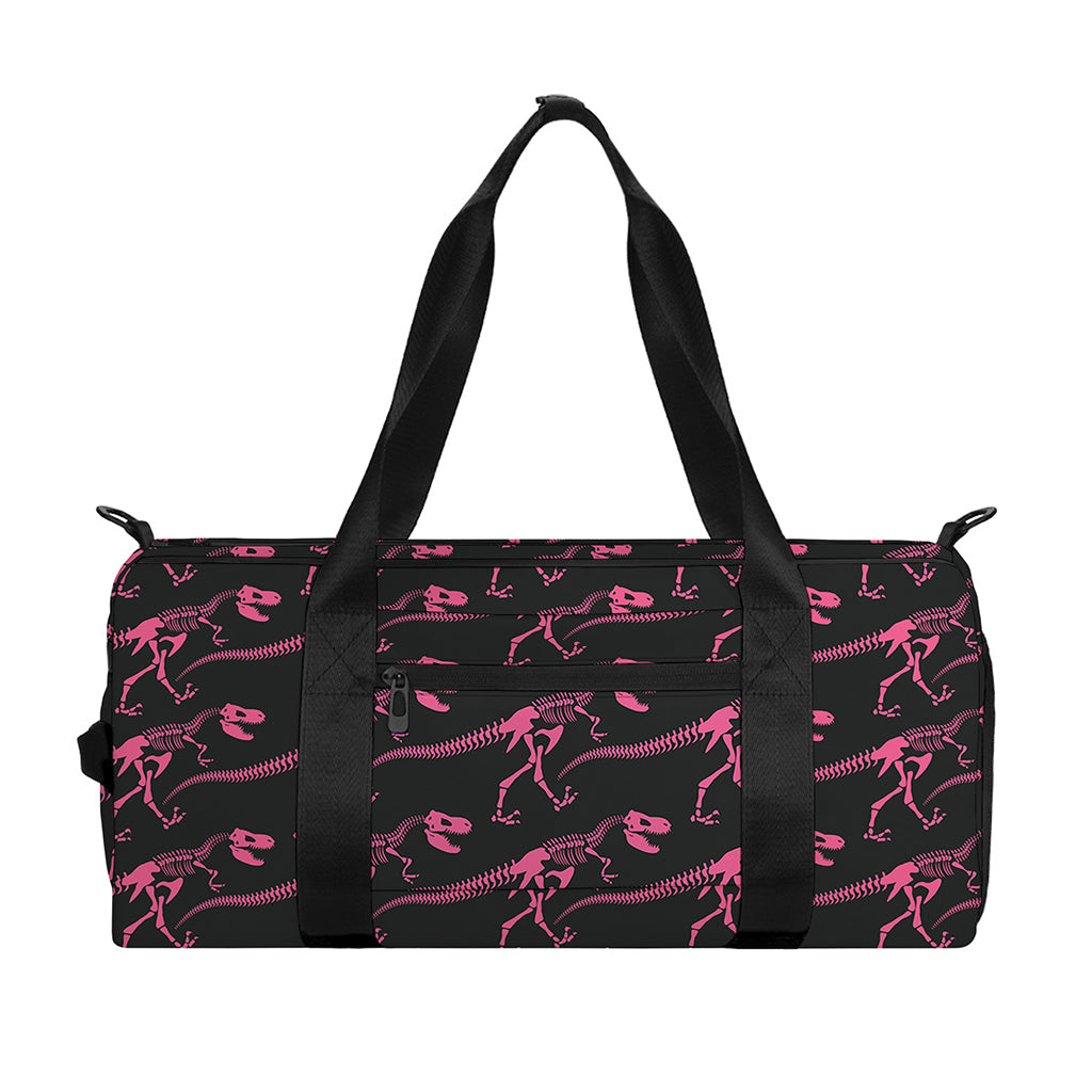 Pink Tyrannosaurus Fossil Pattern Print Gym Bag