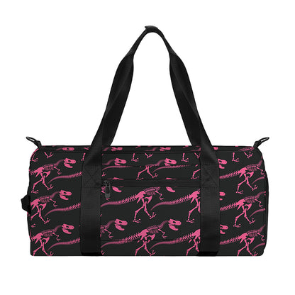 Pink Tyrannosaurus Fossil Pattern Print Gym Bag
