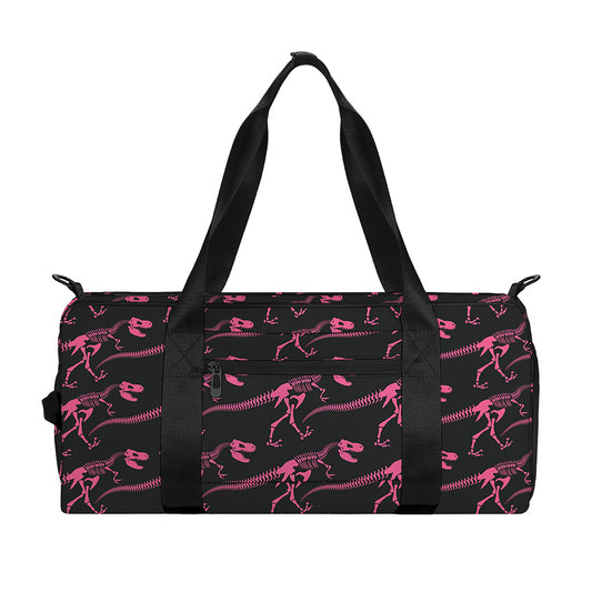 Pink Tyrannosaurus Fossil Pattern Print Gym Bag