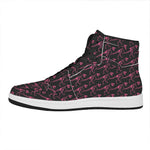 Pink Tyrannosaurus Fossil Pattern Print High Top Leather Sneakers