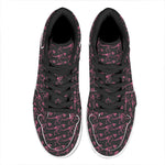 Pink Tyrannosaurus Fossil Pattern Print High Top Leather Sneakers