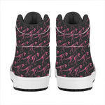 Pink Tyrannosaurus Fossil Pattern Print High Top Leather Sneakers