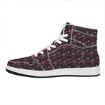Pink Tyrannosaurus Fossil Pattern Print High Top Leather Sneakers