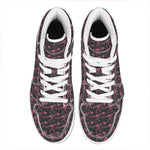 Pink Tyrannosaurus Fossil Pattern Print High Top Leather Sneakers
