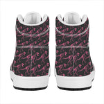 Pink Tyrannosaurus Fossil Pattern Print High Top Leather Sneakers