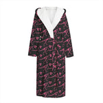 Pink Tyrannosaurus Fossil Pattern Print Hooded Bathrobe