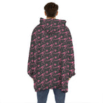 Pink Tyrannosaurus Fossil Pattern Print Hoodie Blanket