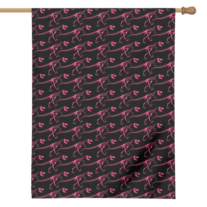 Pink Tyrannosaurus Fossil Pattern Print House Flag