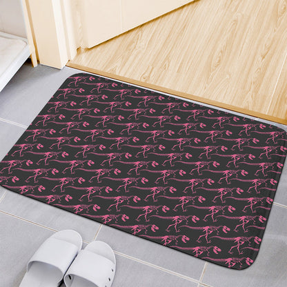 Pink Tyrannosaurus Fossil Pattern Print Indoor Door Mat