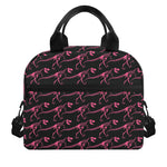 Pink Tyrannosaurus Fossil Pattern Print Insulated Lunch Bag