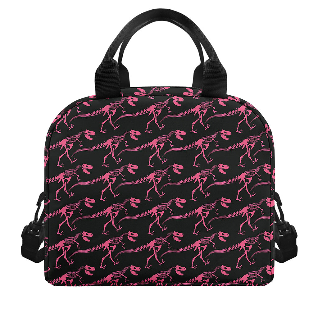 Pink Tyrannosaurus Fossil Pattern Print Insulated Lunch Bag