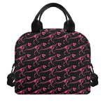 Pink Tyrannosaurus Fossil Pattern Print Insulated Lunch Bag
