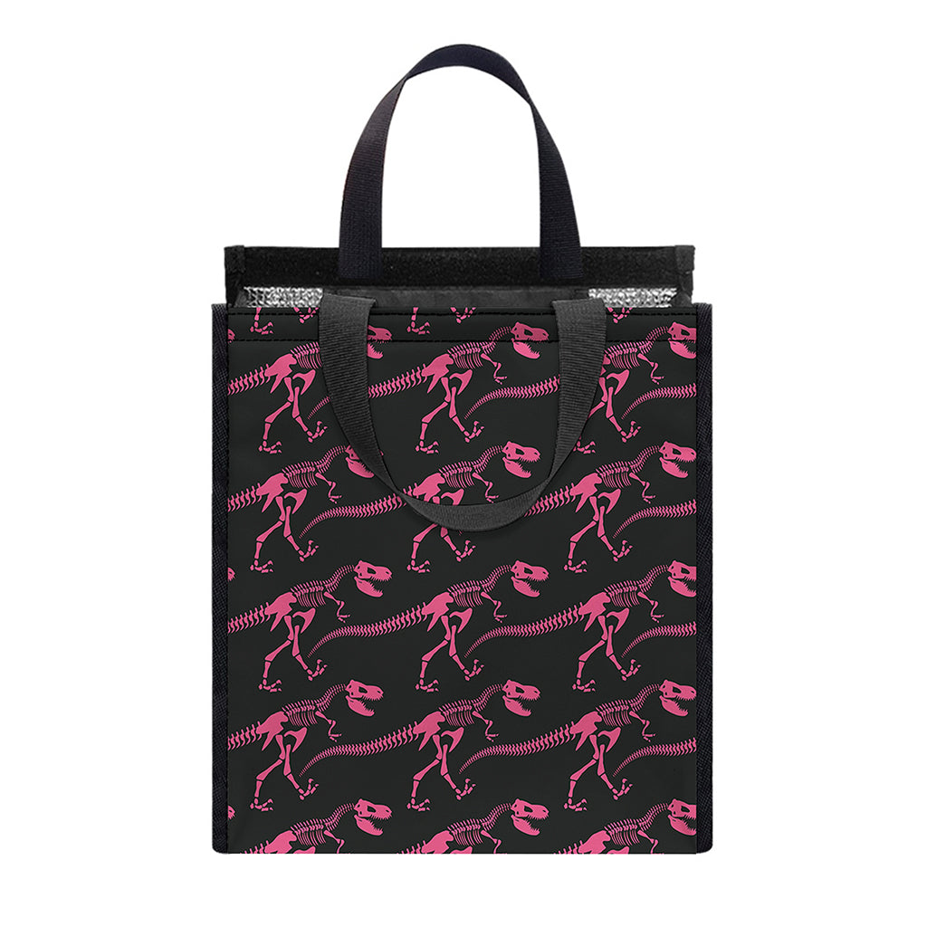 Pink Tyrannosaurus Fossil Pattern Print Insulated Lunch Tote