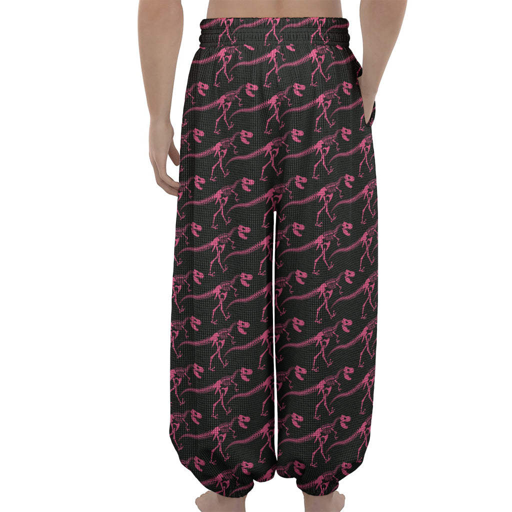 Pink Tyrannosaurus Fossil Pattern Print Lantern Pants
