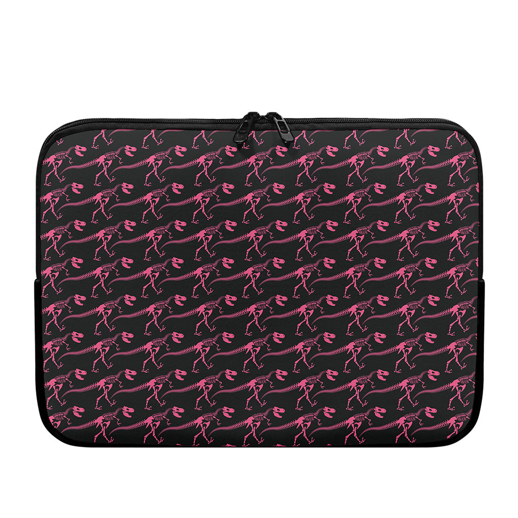 Pink Tyrannosaurus Fossil Pattern Print Laptop Sleeve