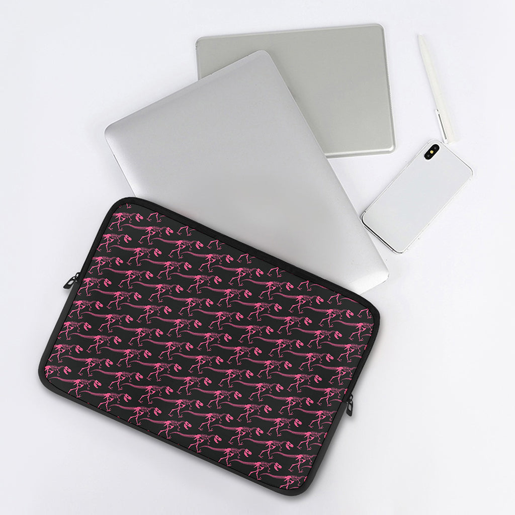 Pink Tyrannosaurus Fossil Pattern Print Laptop Sleeve