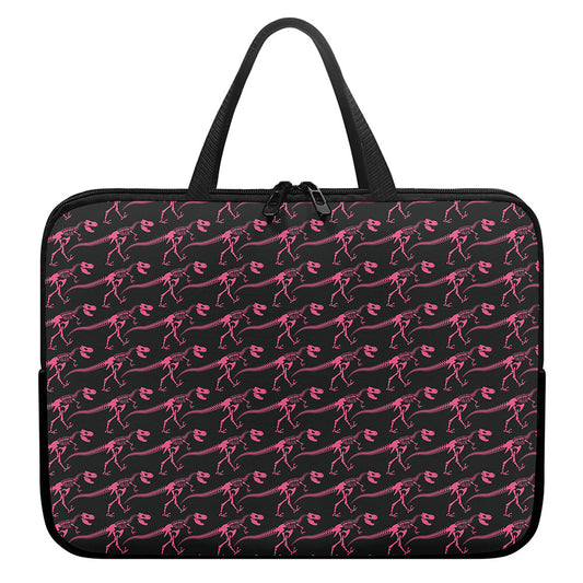 Pink Tyrannosaurus Fossil Pattern Print Laptop Sleeve With Handle