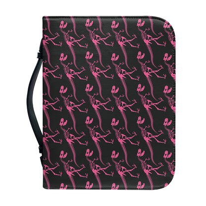 Pink Tyrannosaurus Fossil Pattern Print Leather Bible Cover