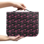 Pink Tyrannosaurus Fossil Pattern Print Leather Bible Cover