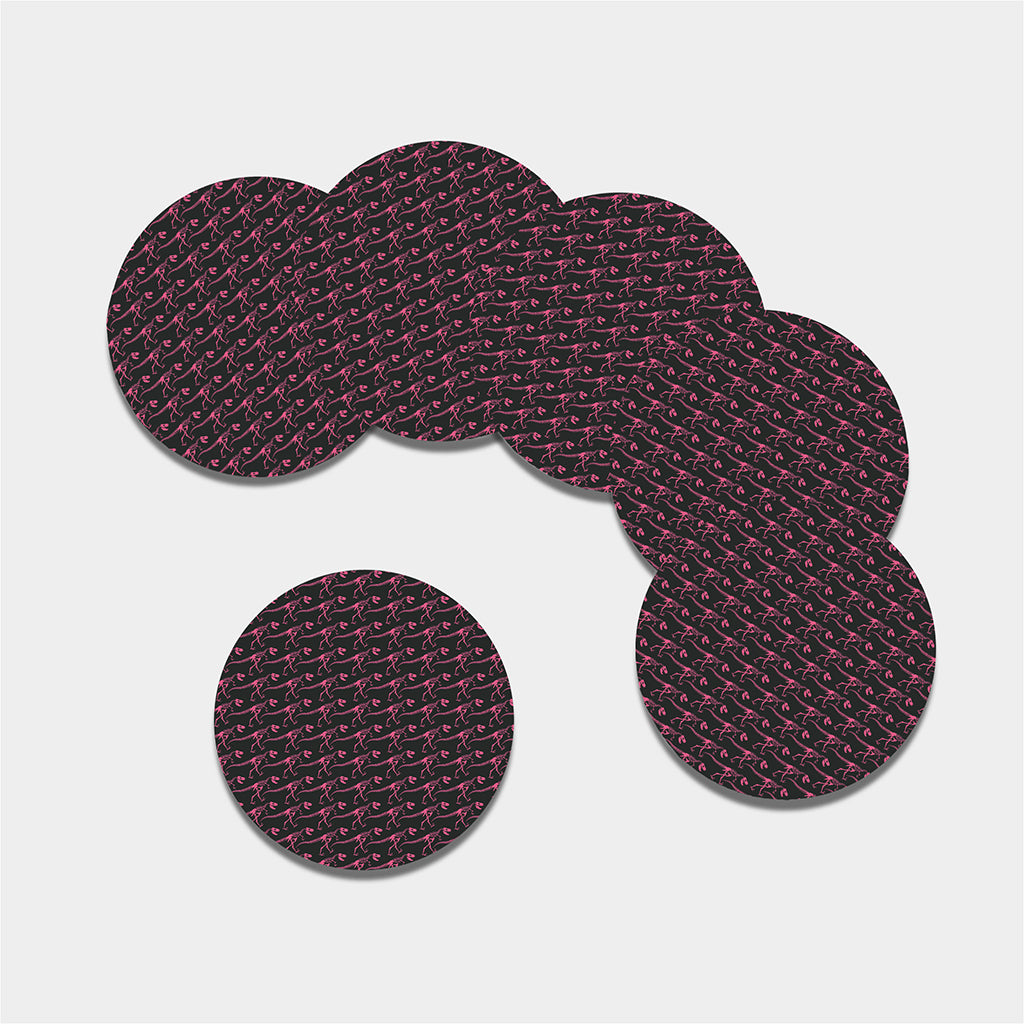 Pink Tyrannosaurus Fossil Pattern Print Leather Coaster Set